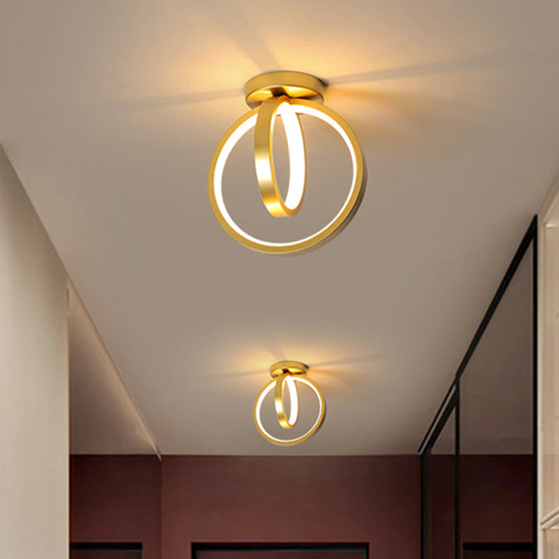 Minimalist LED Flush Mount Light for Hallways - Circular, Black/Gold, Warm/White