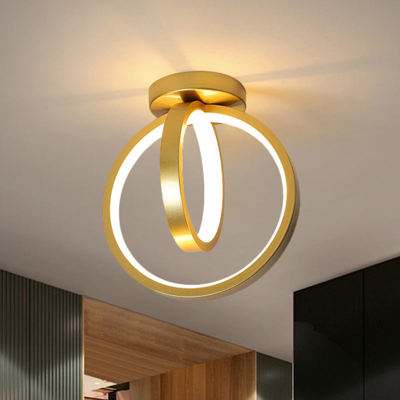 Minimalist LED Flush Mount Light for Hallways - Circular, Black/Gold, Warm/White