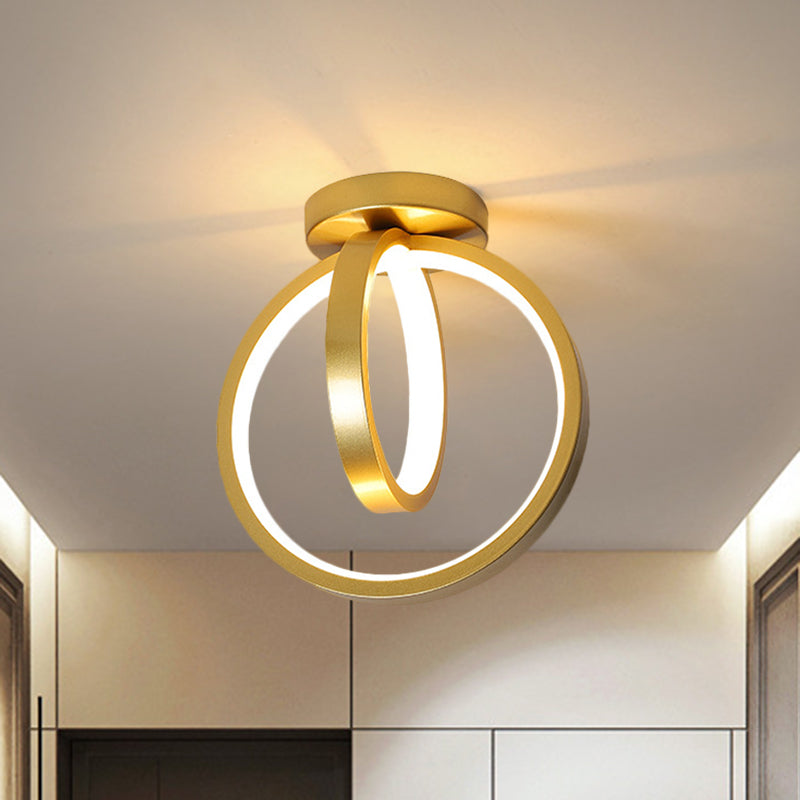 Minimalist LED Flush Mount Light for Hallways - Circular, Black/Gold, Warm/White