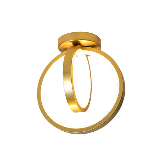 Minimalist LED Flush Mount Light for Hallways - Circular, Black/Gold, Warm/White