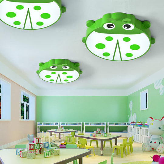 Ladybug Cartoon Ceiling Light: Acrylic & Metal Mount for Kindergarten