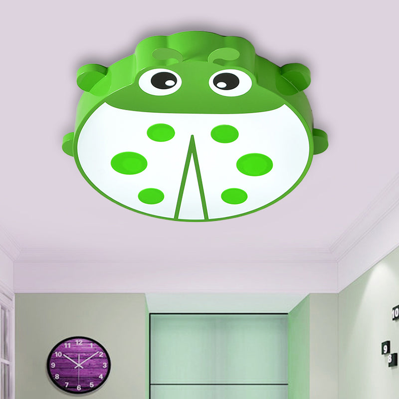 Ladybug Cartoon Ceiling Light: Acrylic & Metal Mount for Kindergarten
