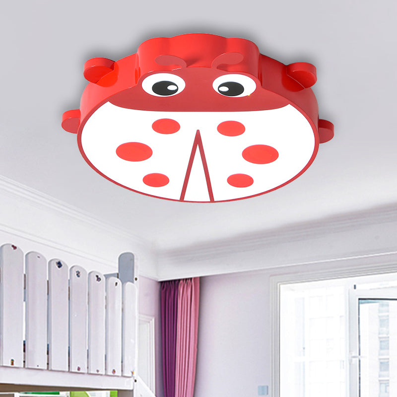 Ladybug Cartoon Ceiling Light: Acrylic & Metal Mount for Kindergarten