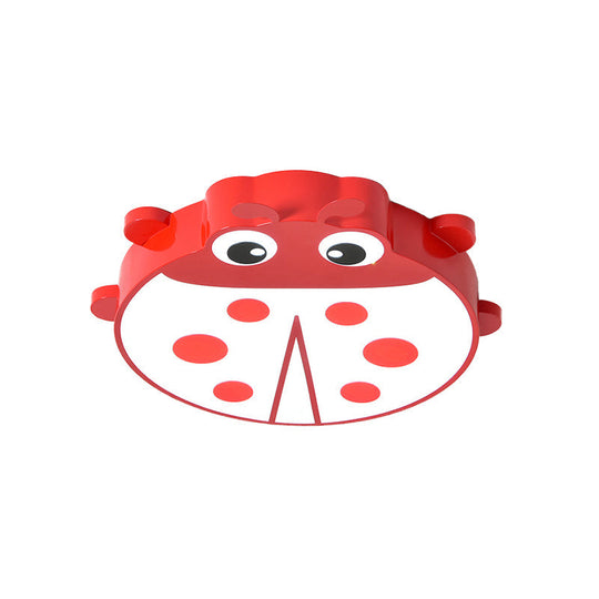 Ladybug Cartoon Ceiling Light: Acrylic & Metal Mount for Kindergarten