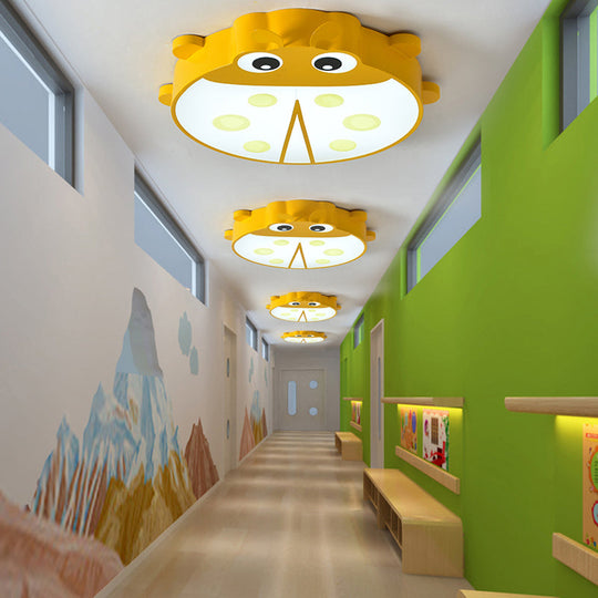 Ladybug Cartoon Ceiling Light: Acrylic & Metal Mount for Kindergarten