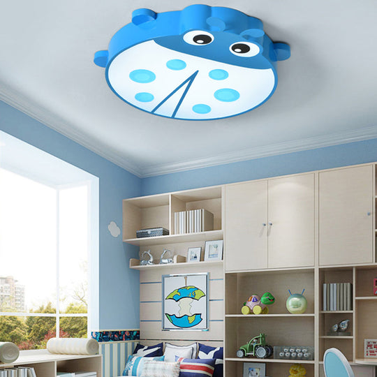 Ladybug Cartoon Ceiling Light: Acrylic & Metal Mount for Kindergarten