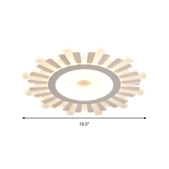 Modern White Acrylic Sun Shape Flush Light - Office Ceiling Mount