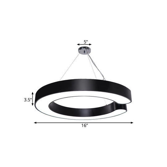 Minimalist Metal Led C-Shaped Hanging Pendant Lamp - 19.5/23.5/31.5 Width (White/Black