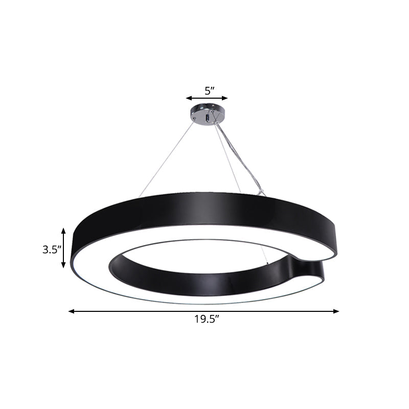 Minimalist Metal Led C-Shaped Hanging Pendant Lamp - 19.5/23.5/31.5 Width (White/Black
