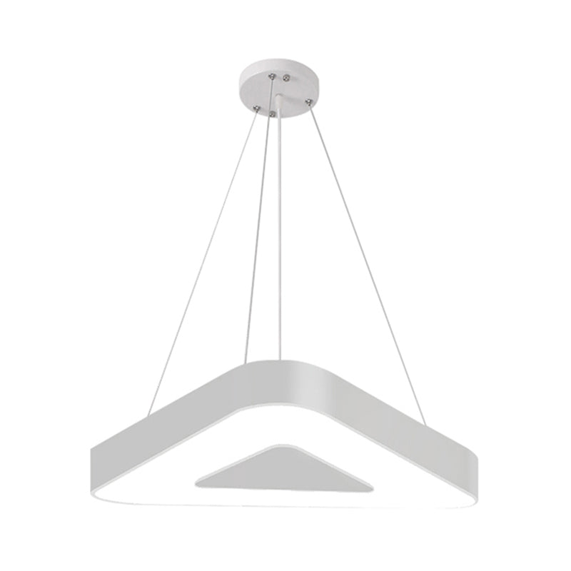 Modern Triangle Pendant Lamp - Metal LED Hanging Light for Office with White/Black Finish and Wide Sizes