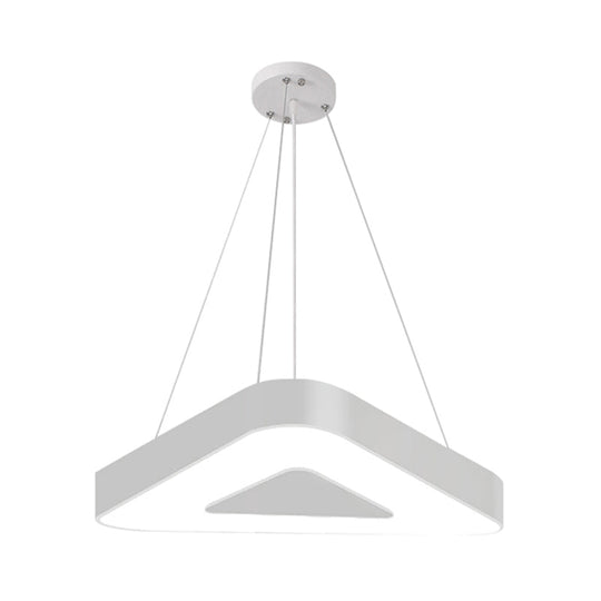 Modern Triangle Pendant Lamp - Metal LED Hanging Light for Office with White/Black Finish and Wide Sizes