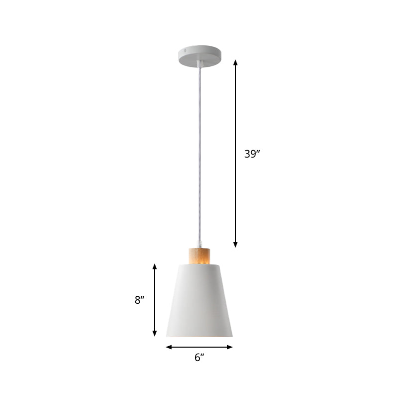 Modern Bucket Pendant Lamp In Metallic White Finish - Stylish Hanging Light For Hallway With