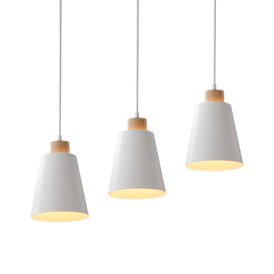 Modern Bucket Shade Pendant Lamp - Metallic White Finish Hanging Light for Hallway with Canopy
