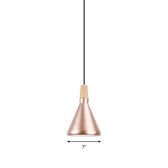 Modern Rose Gold Pyramid Pendant Lamp for Study Room