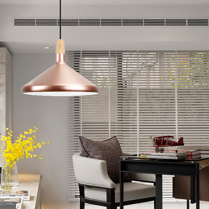 Modern Rose Gold Pyramid Pendant Lamp for Study Room