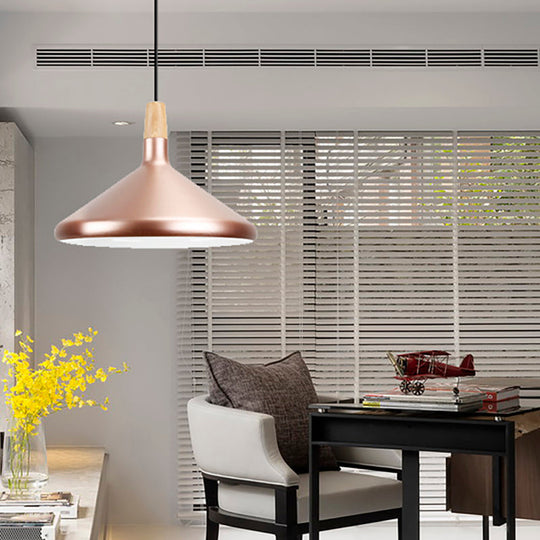 Modern Rose Gold Pyramid Pendant Lamp for Study Room