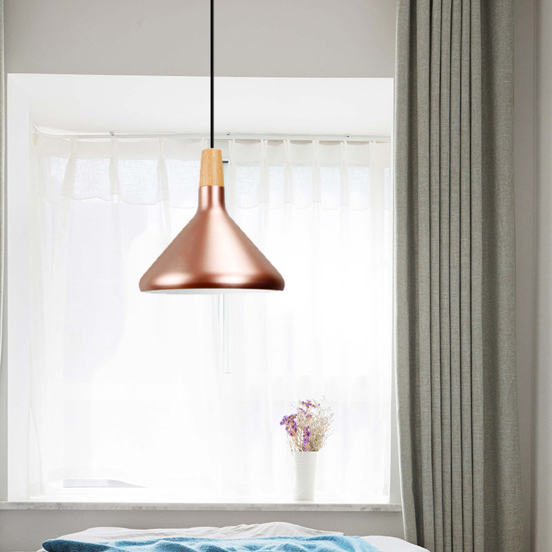 Modern Rose Gold Pyramid Pendant Lamp for Study Room