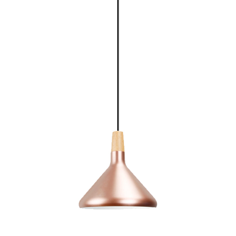 Modern Rose Gold Pyramid Pendant Lamp for Study Room