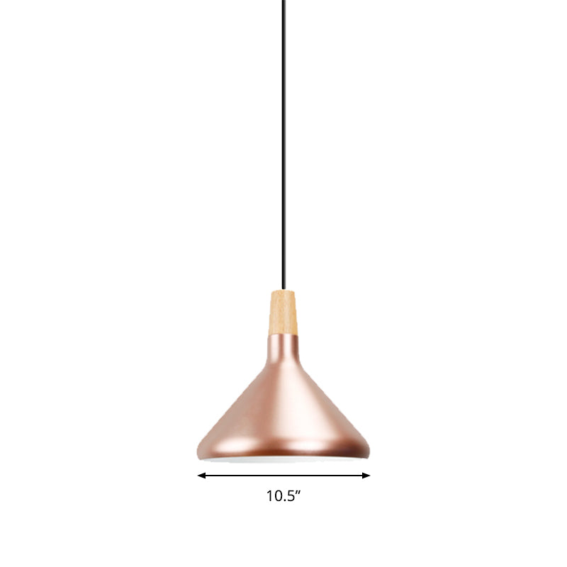 Modern Rose Gold Pyramid Pendant Lamp - Aluminum Hanging Light For Study Room
