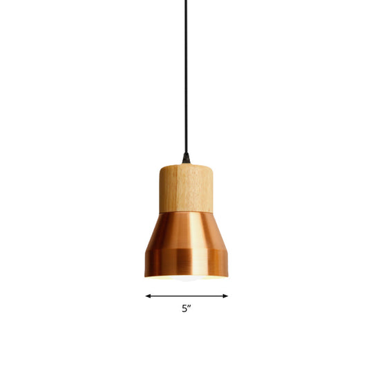 Lampe suspendue contemporaine en forme de torche pour hôtels – Bois et métal
