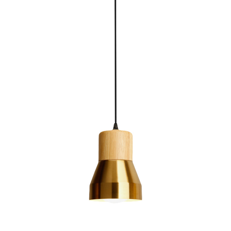 Modern Torch-Shaped Wood And Metal Pendant Light For Hotels