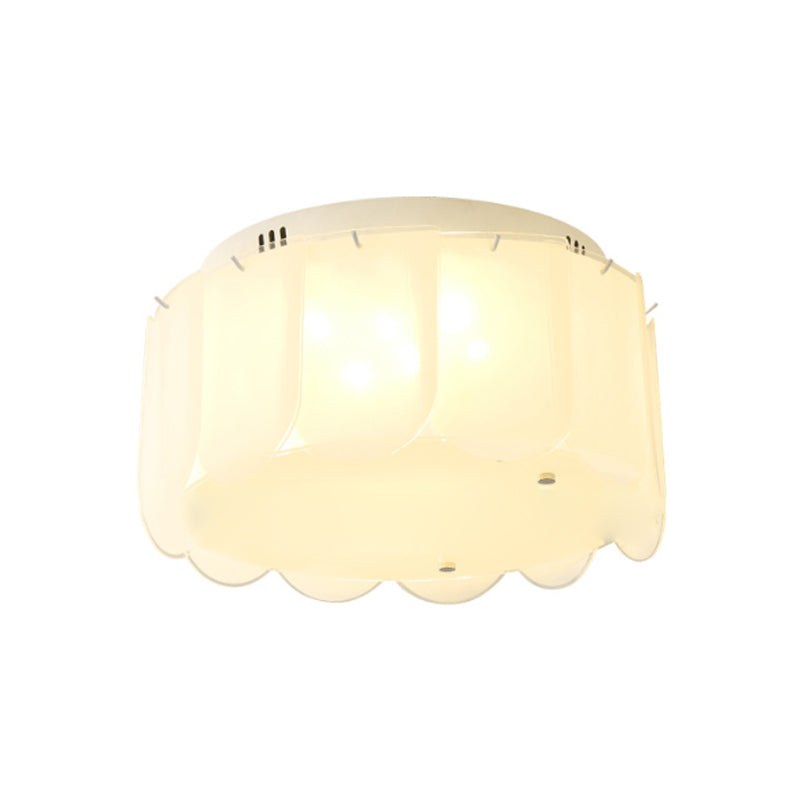 Modern Multi-Light Flush Mount: White Glass Drum Lighting Fixture, 18"/19.5" Wide