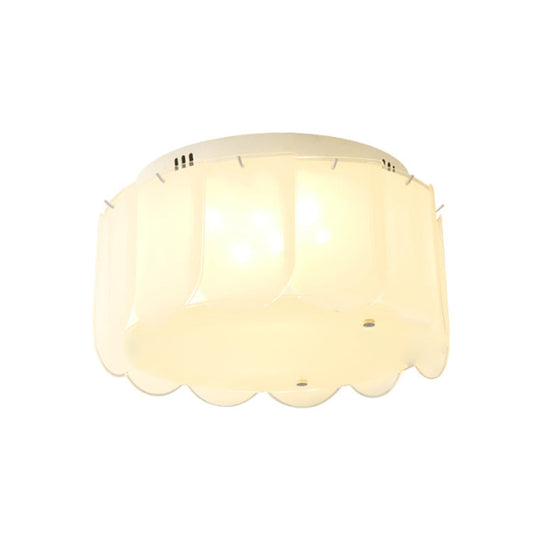 Modern Multi-Light Flush Mount: White Glass Drum Lighting Fixture, 18"/19.5" Wide