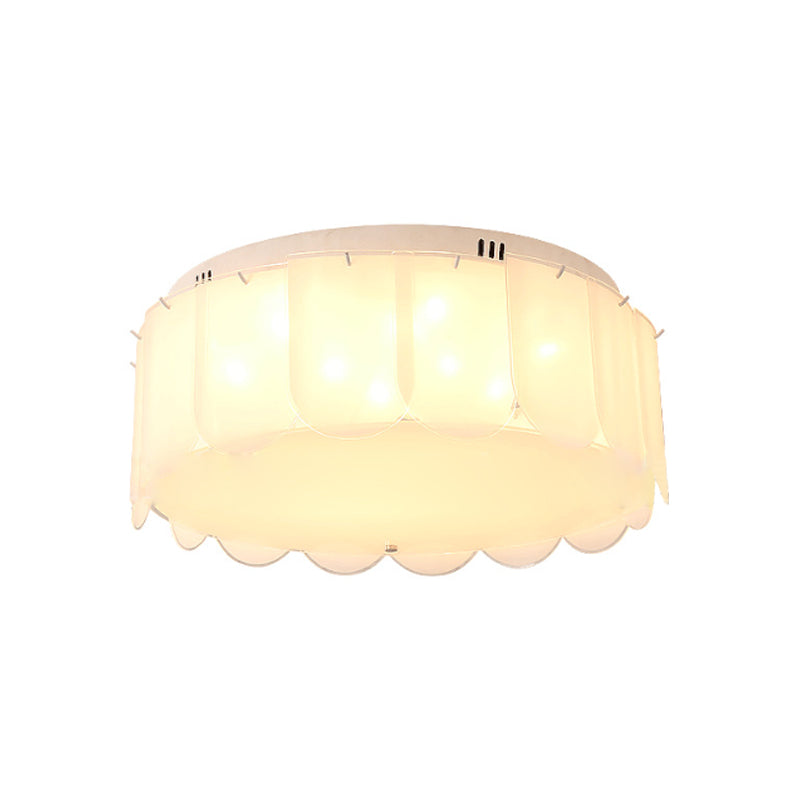 Modern Multi-Light Flush Mount: White Glass Drum Lighting Fixture, 18"/19.5" Wide