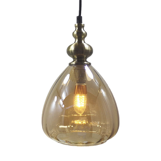 Modern Single Bulb Hanging Lamp: Pyramid Shade Restaurant Pendant Light in Amber/Clear/Smoke Glass