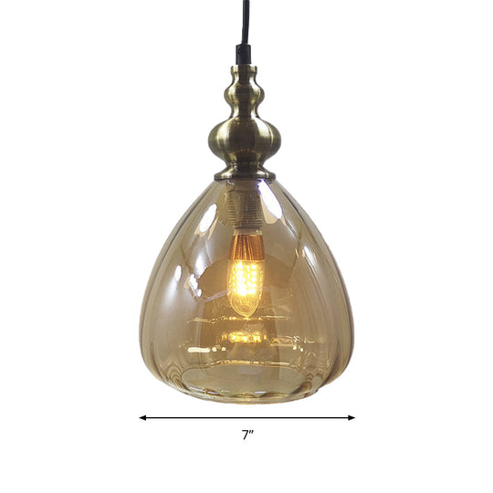 Modern Pyramid-Shaped Hanging Lamp: Single Bulb Pendant Light In Amber/Clear/Smoke Glass