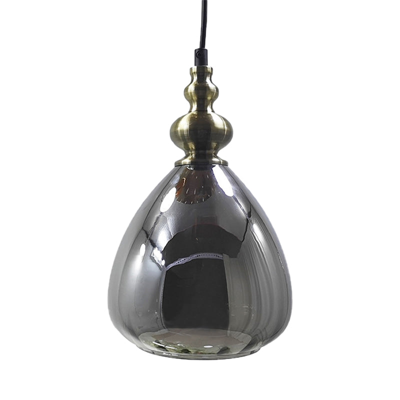 Modern Single Bulb Hanging Lamp: Pyramid Shade Restaurant Pendant Light in Amber/Clear/Smoke Glass