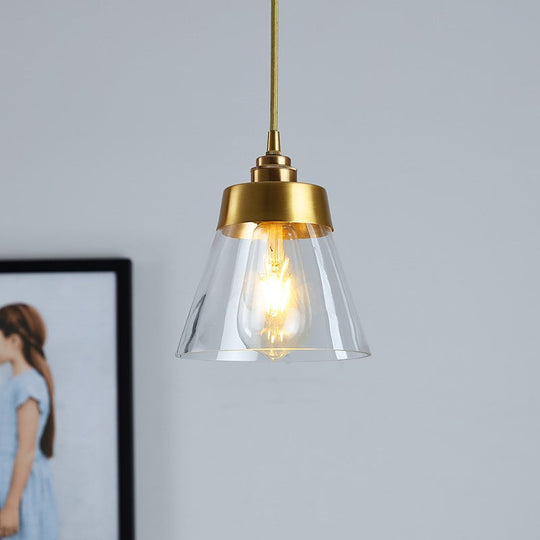 Contemporary Trapezoid Shade Pendant Lamp With Transparent Glass - Perfect Lighting Fixture For