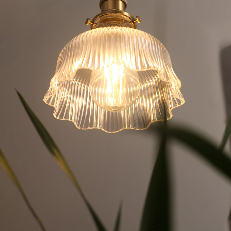 Fluted Glass Pendant Light With Brass Lamp Socket - Contemporary Kitchen Lighting

This Revised