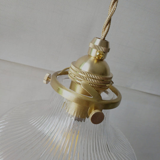 Fluted Glass Pendant Light With Brass Lamp Socket - Contemporary Kitchen Lighting

This Revised