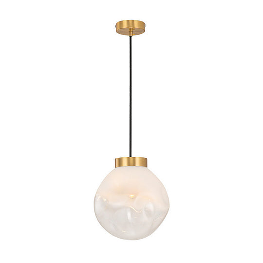 White Glass Pendant Light With Irregular Shape - Modern Kitchen Dining Room Suspension Lamp