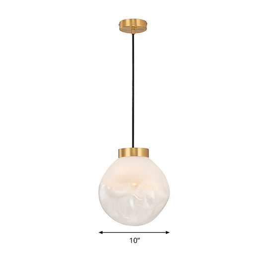 White Glass Pendant Light With Irregular Shape - Modern Kitchen Dining Room Suspension Lamp