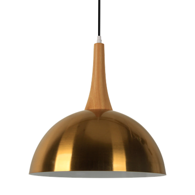 Elegant Gold Metal Hanging Lamp: One Head Bowl Pendant Lighting for Cafe Dining Table