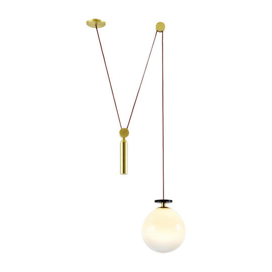 Pulley Pendant Lamp With Adjustable Height Modern Single Light Hanging Fixture For Kitchen Hallway