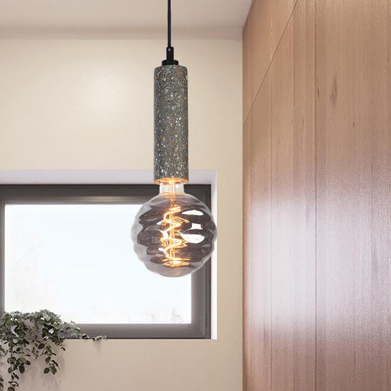 Modern Orb Pendant Light with Dimple Glass Shade, Grey/White Tube Deco - Ideal for Cloth Shop