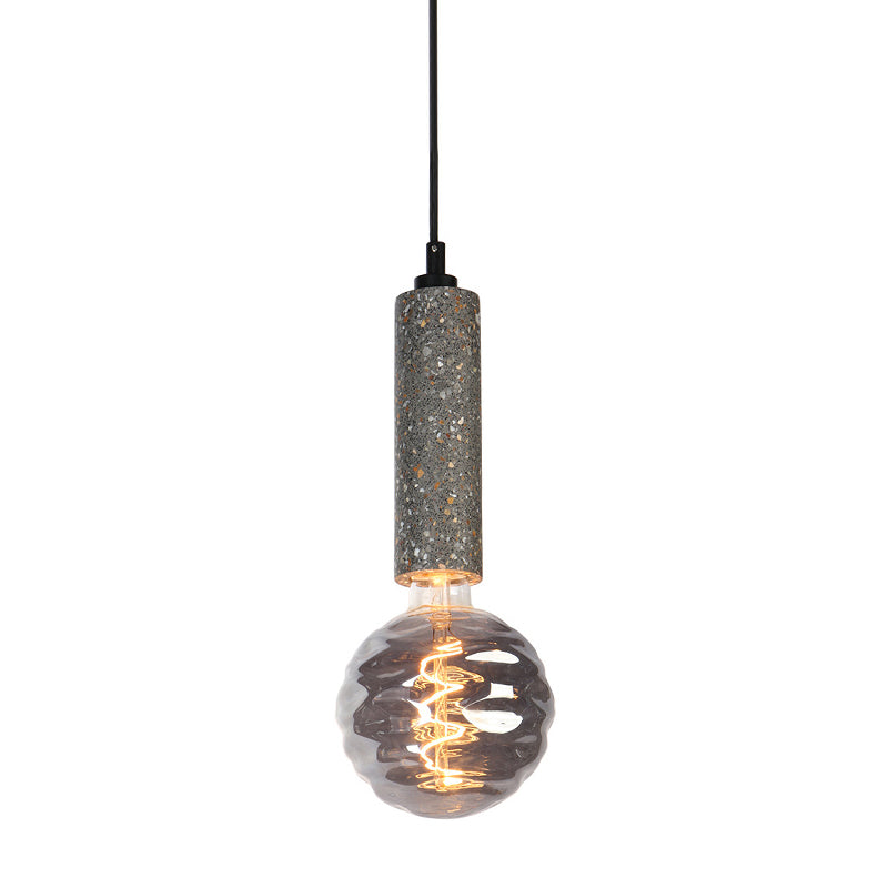 Modern Orb Pendant Light with Dimple Glass Shade, Grey/White Tube Deco - Ideal for Cloth Shop