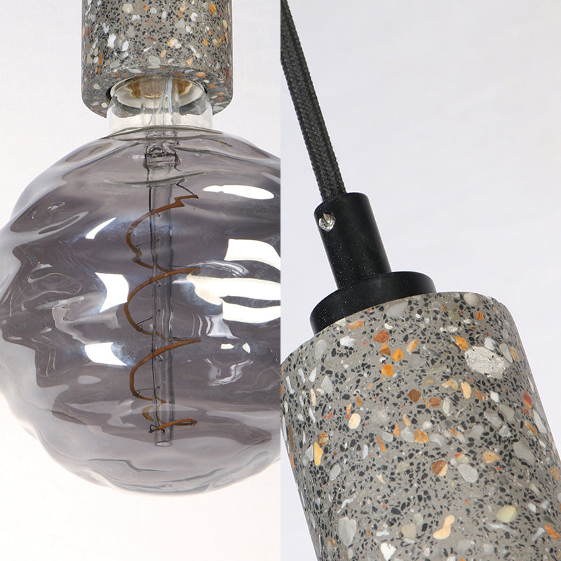 Modern Orb Pendant Light with Dimple Glass Shade, Grey/White Tube Deco - Ideal for Cloth Shop