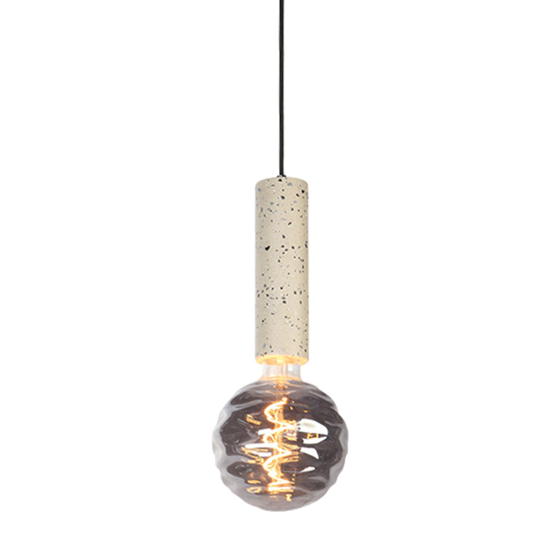Modern Orb Pendant Light with Dimple Glass Shade, Grey/White Tube Deco - Ideal for Cloth Shop