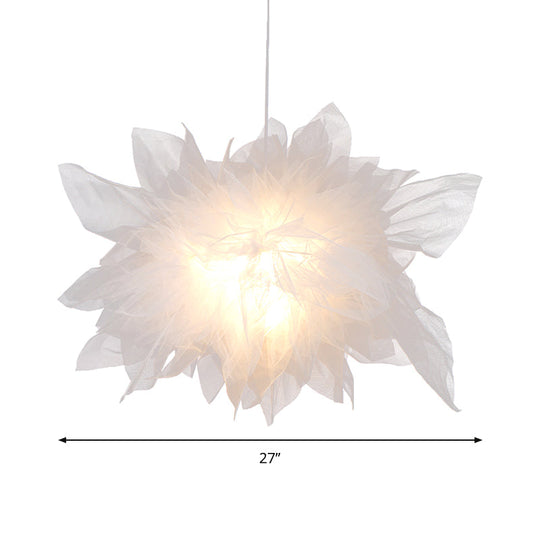 Floral Pendant Light: Modern White Hanging Lamp For Bedroom Décor