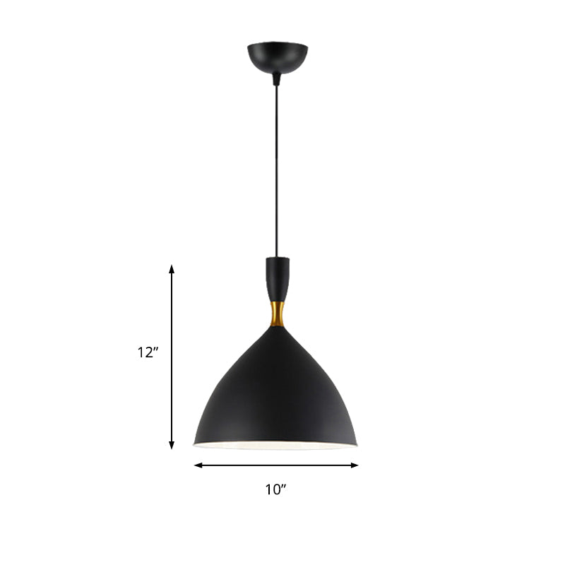 Contemporary 6.5/10 Inch Aluminum Funnel-Shaped Suspension Light For Study Room Or Cafe - Wide