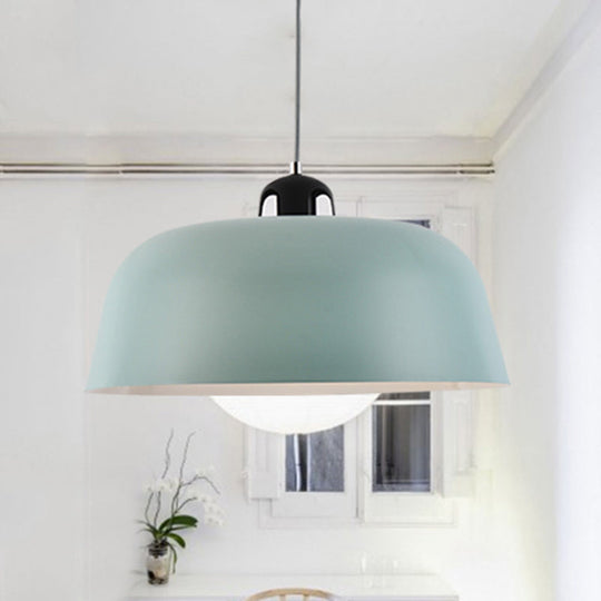 Barn Shaped Macaron Hanging Pendant Light - Metal Ceiling Lamp in Blue/Green/Yellow/Pink - Ideal for Nursing Room or Bathroom