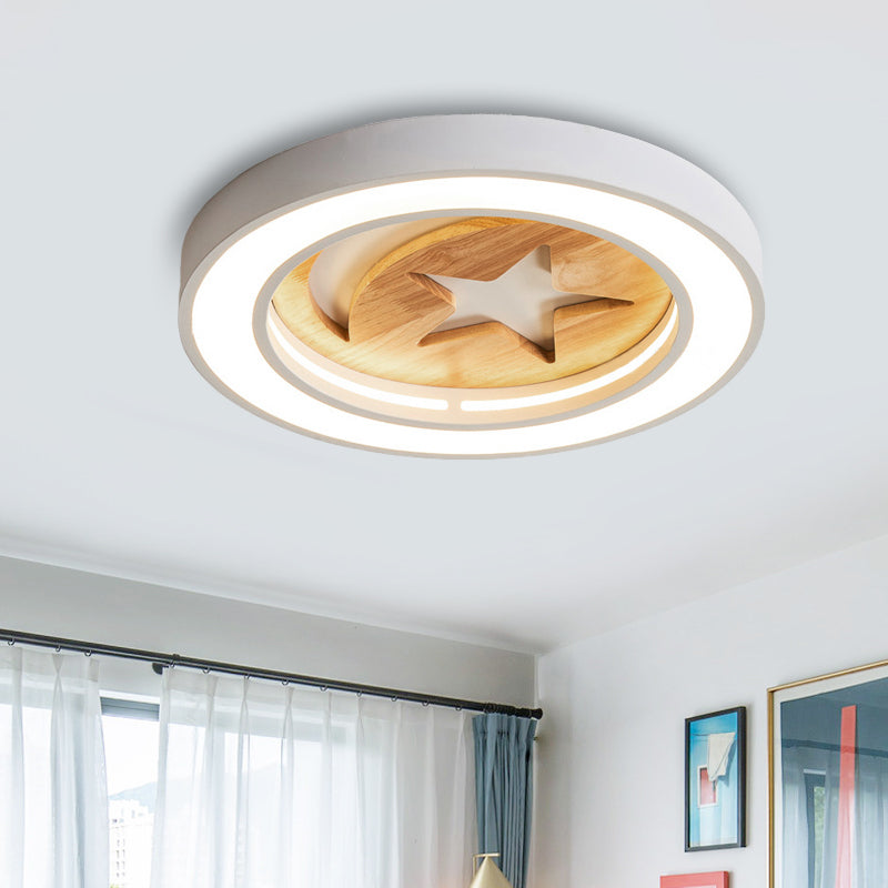 Kid's Acrylic Modern LED Ceiling Lamp – Slim Circle Design with Star Pattern – Ideal for Bedroom