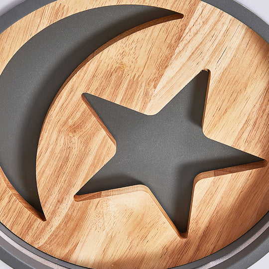 Kid's Acrylic Modern LED Ceiling Lamp – Slim Circle Design with Star Pattern – Ideal for Bedroom