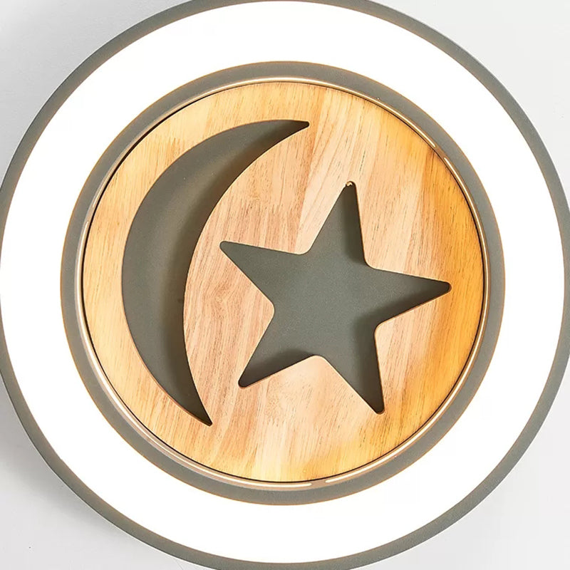 Kid's Acrylic Modern LED Ceiling Lamp – Slim Circle Design with Star Pattern – Ideal for Bedroom