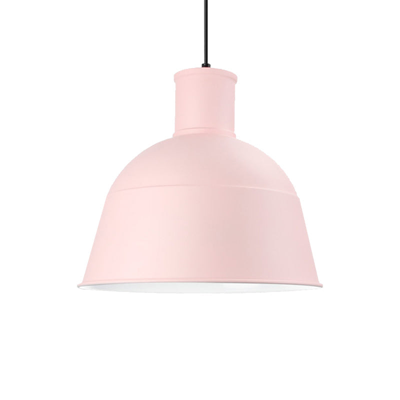 Minimalistic Kindergarten Pendant Light - Aluminum One-Light Macaron Hanging Lamp For Dining Rooms