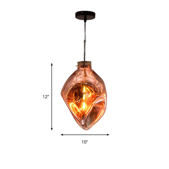 Contemporary Abstract Shade Hanging Light Pendant Lamp with Hammered Glass - Ideal for Hotels